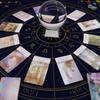 Tarot Reading Cloth Zodiac Wheel Navy Gold 75x75cm