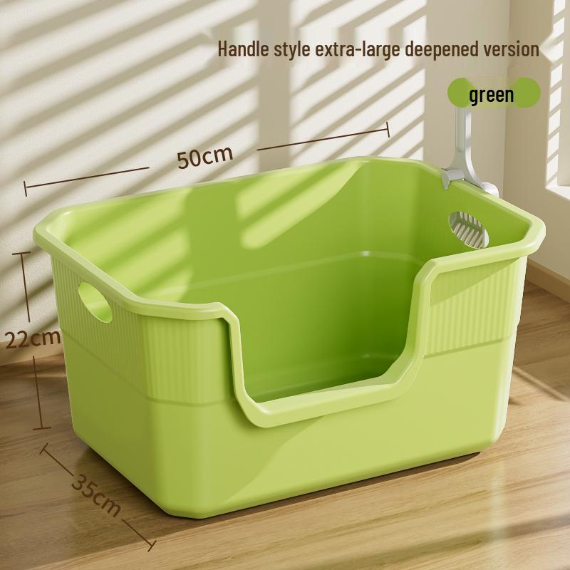Anti-Splash Open-Top Cat Litter Box with Deodorant for Large Cats