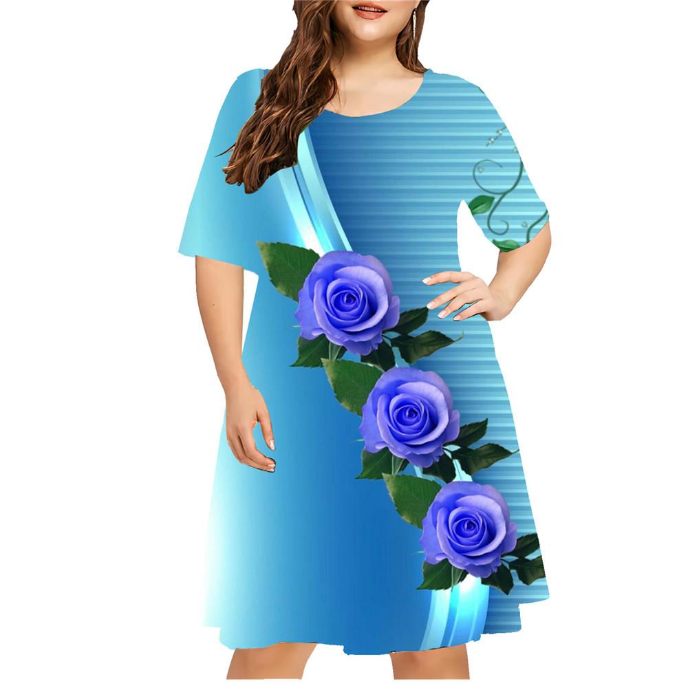 

Новая женская одежда летняя мода 3D принт свободный короткий рукав платье женская уличная одежда Vestidos Mujer 6XL