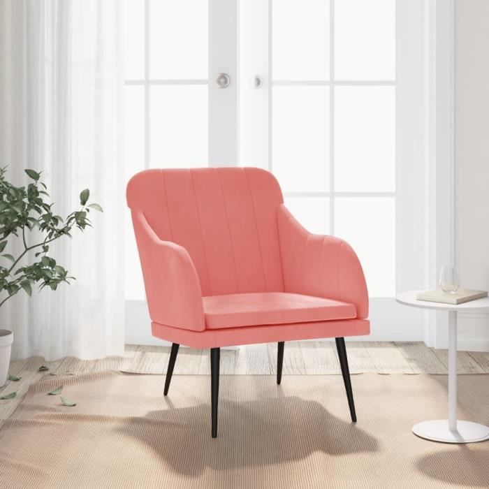351457 vidaXL Fauteuil Rose 63x76x80 cm Velours