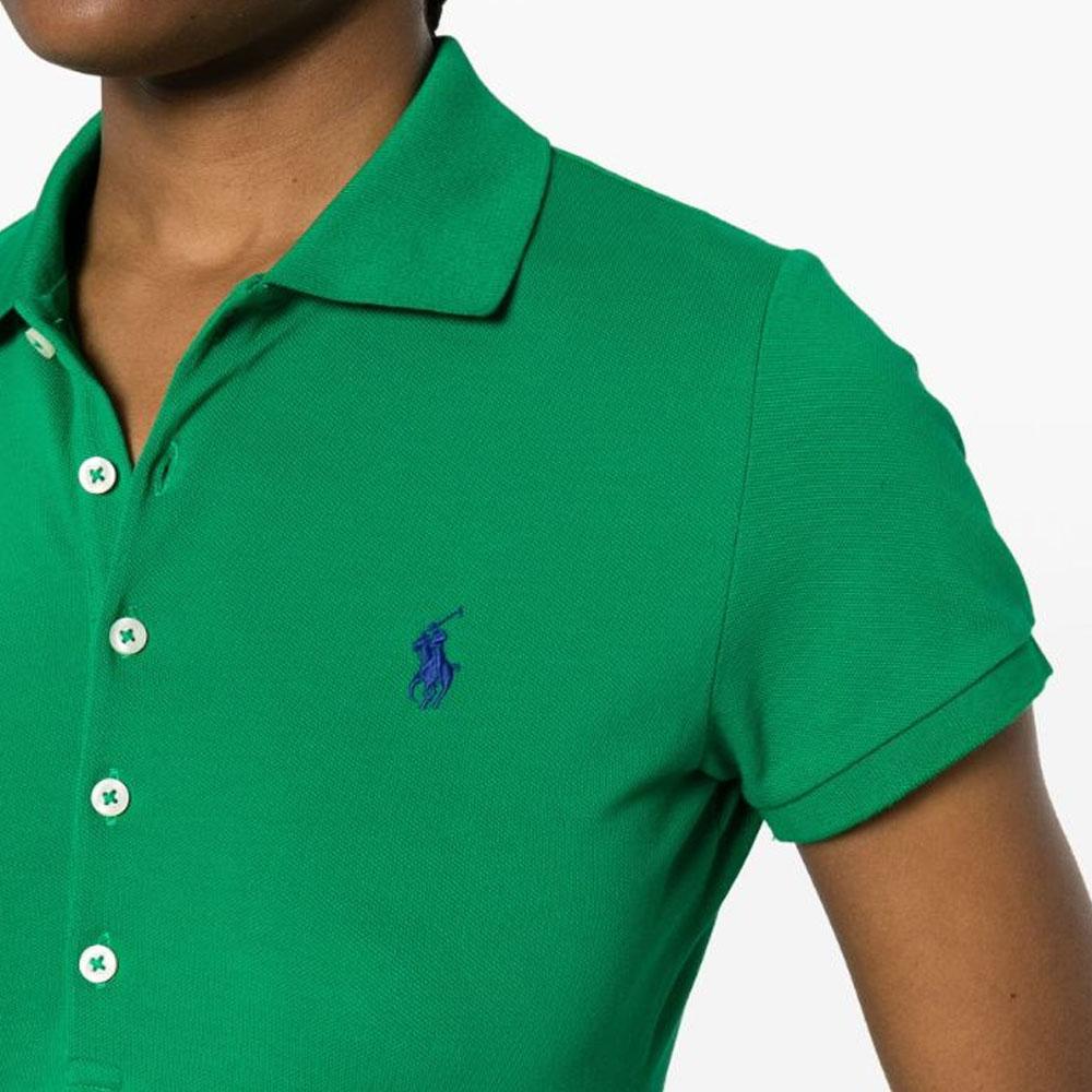 Polo Ralph Lauren Solid Color Single-Breasted Slim Fit Casual Short Sleeve Polo Shirt Women tops Grass-Green 211870245-026