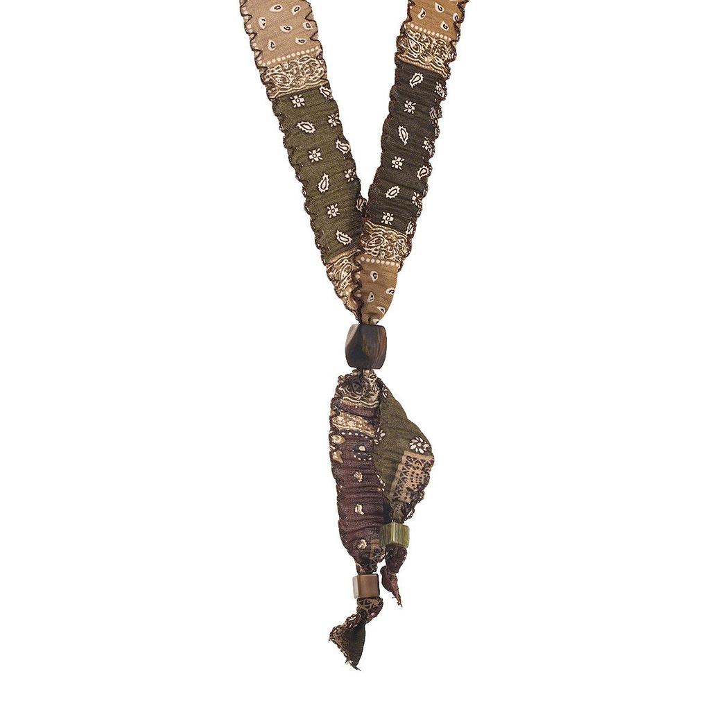 Autumn Winter Retro Silk Scarf Necklace - Stylish Maillard Handmade Fabric Pendant