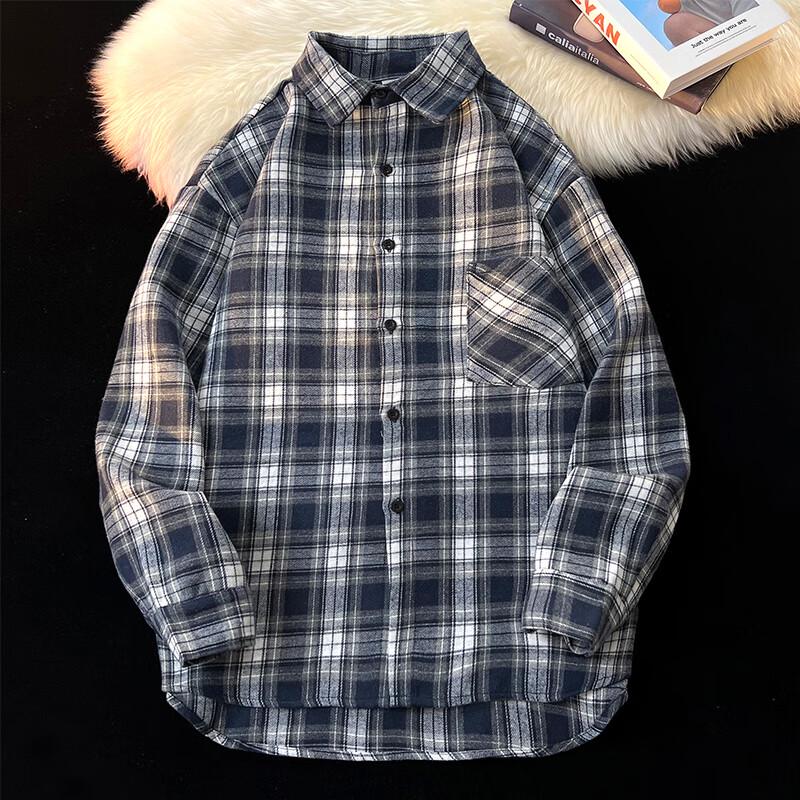 SWAMP AREA Men's Retro Plaid Long Sleeve Shirt Jacket