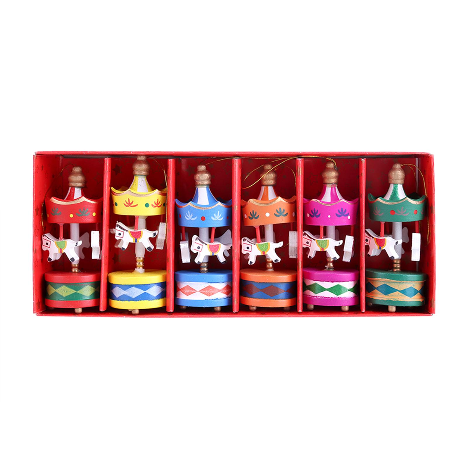 

Рождественская деревянная карусель, лошадка, миниатюрные украшения, подвески для елки, новогодний подарок, игрушки для детей, декор для дома и вечеринки