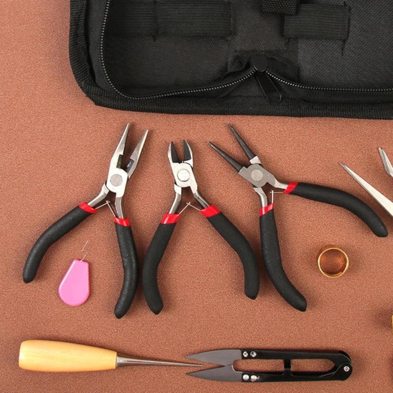 Handmade Small Jewelry Tool Set Nose Pliers Glue Storage Box Rings