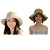 Beach Hat Hollow Design Large Eaves UV Blocking Colorful Flower Decoration Sun Protection Hat Portable Hand-Crocheted Straw Hat