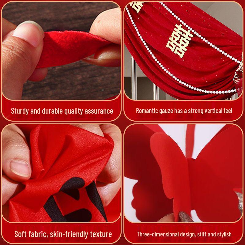 Bridal Chamber Stair Railing Decoration Set for Indoor Engagement & Wedding Celebration