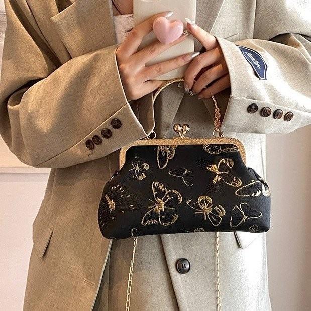 IELGY Retro nasjonalstil motehåndveske, utenlandsk stil allsidig cheongsam-veske, elegant trend skrårem dameveske