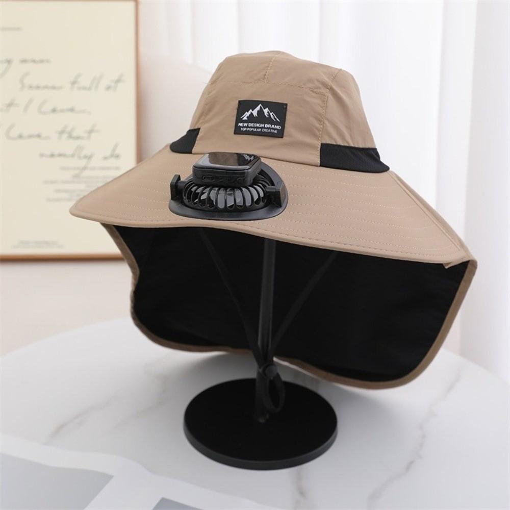 Wide Brim Fisherman Caps with Solar Powered Fan Panama Cap Fashion Bucket Hat  Outdoor