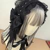 Vintage Styles Bowknot Hair Bandana Embroidered Lace Trim Unique Gothic Accessory for Women Cosplay Decoration