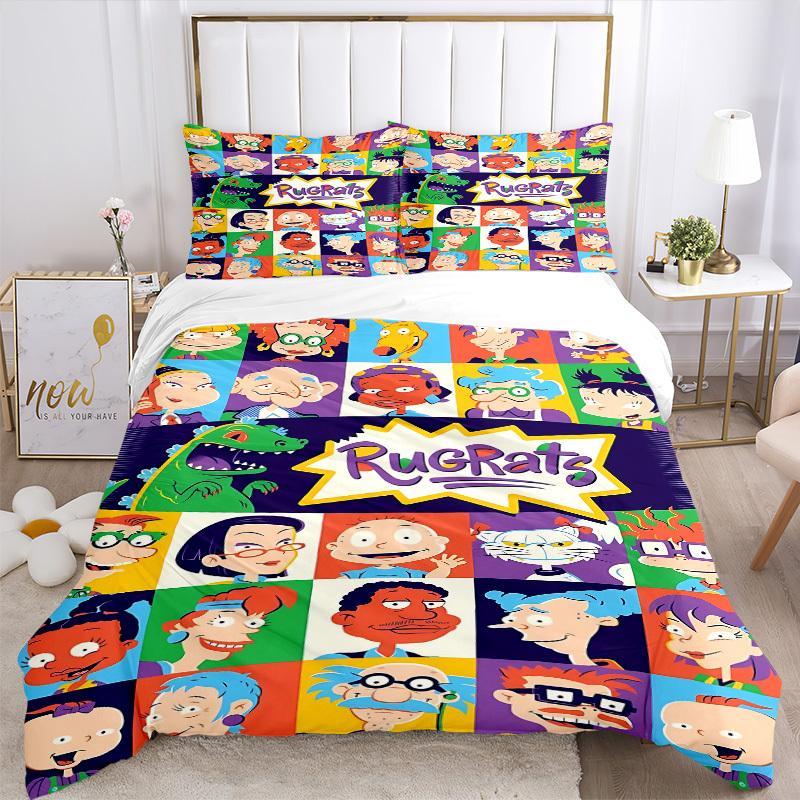 3pc Rugrats Characters Bedding Set Guest Room Bedroom Decor Christmas Halloween Decor Birthday and Holiday Gifts- All Seasons 3pcs Quilt 123