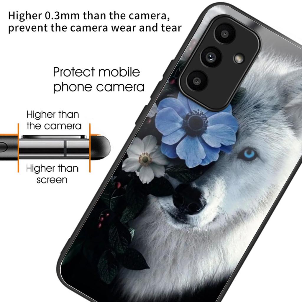 For Samsung Galaxy A15 4G/A15 5G Case TPU+Tempered Glass Pattern Printing Back Shell