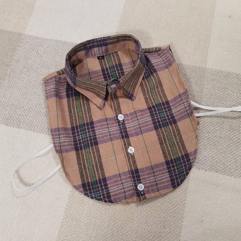 Plaid Women Shirt False Collars White  Removable Lapel Collars For Women Fake Collar Women Detachable Collars Nep Kraagie