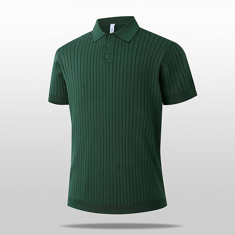 

Ice Silk Cool Knitted Polo Shirt For Men Business Casual American Retro Short-sleeved Polo Shirt Shirt T-shirt M зелений