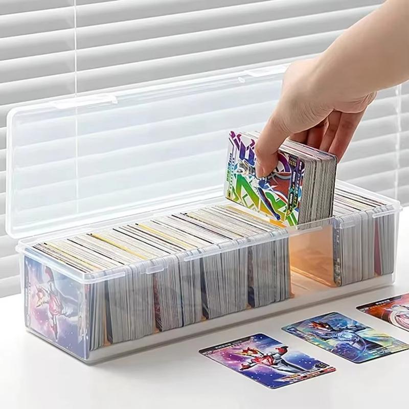 Clear Plastic Compartmentalized Organizer Box Holds 550+ Game Cards Storage Box Portable With Adjustable Divider For Cards