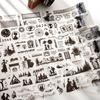 Beautiful Day Die-cut Retro Silhouette PET Tape: Scenery Decor for Journals & Phone Cases