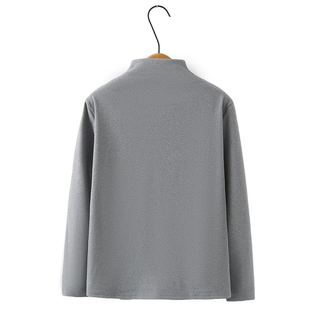 2025 Autumn Winter Plus Size German Velvet High Neck Diagonal Stripe Base Layer Shirt for Women
