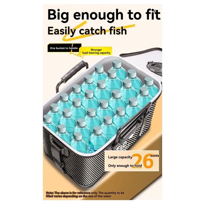 Classy-Carbon Pattern Injection Molded Base Fish Bucket For Multi-Functional Fishing Gear