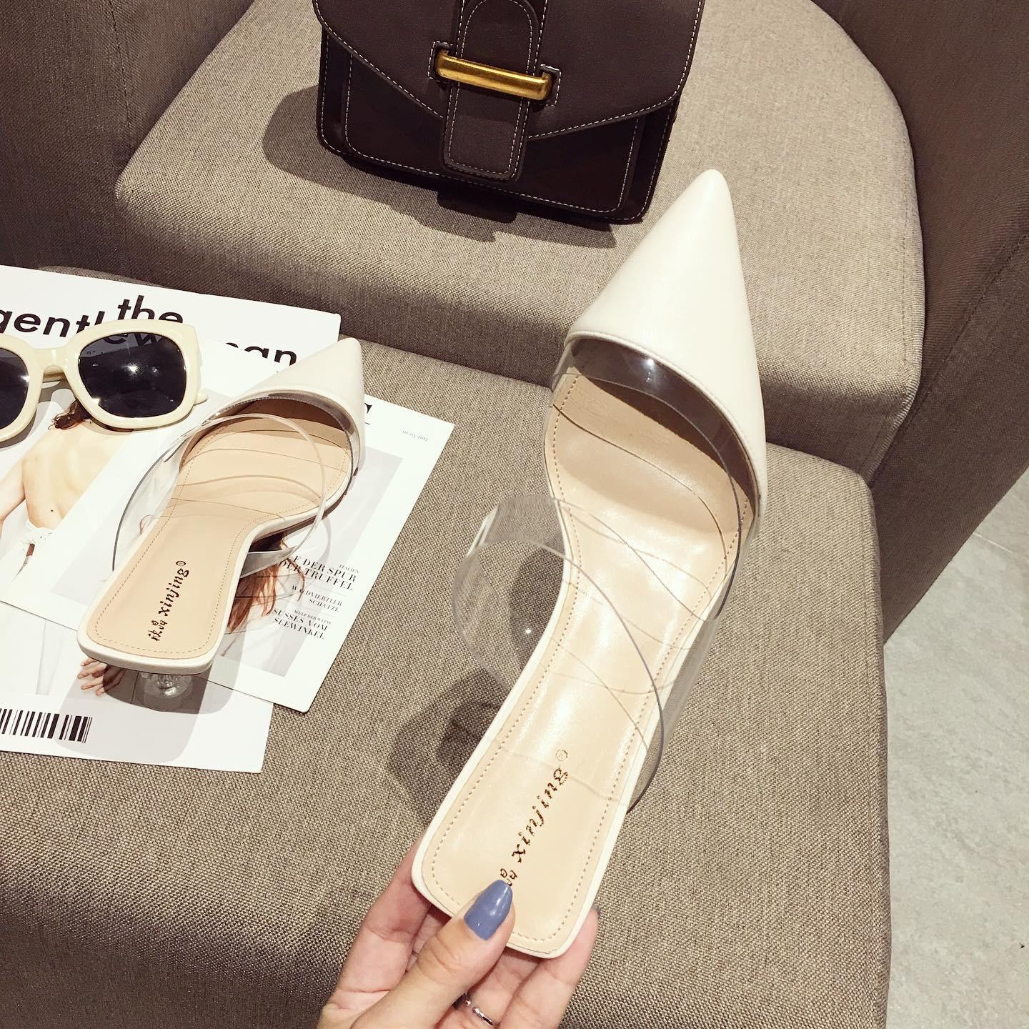 Модные блестящие серебряные прозрачные тапочки женские странные хрустальные туфли — фото 5