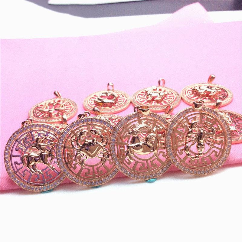 Pure Purple Gold Constellation Pendant Rose Gold Plated Color Gold Personalized Twelve Constellation Cards