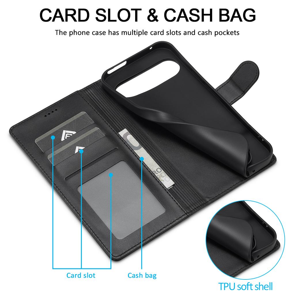 LC.IMEEKE For Google Pixel 10 Pro XL Case Calf Texture PU Leather Stand Wallet Phone Cover