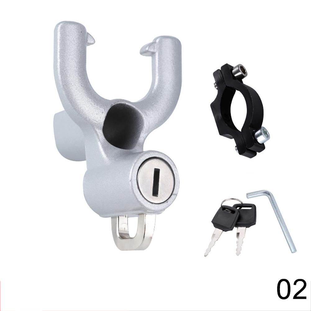 Metal Motorcycle Helmet Lock Bike Handlebar Helmet Anti-theft Safety Lock Accessories Wih Hooks Two Keys and Pipe