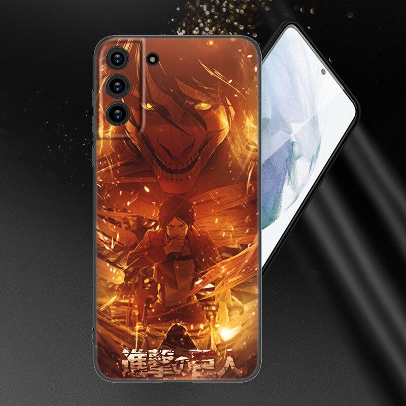 Anime Attack On Titan Handyhülle für Samsung Galaxy S20 S21 FE S22 Ultra S10 Lite S10E S9 S8 Plus S7 Edge Weiche TPU Schwarze Hülle