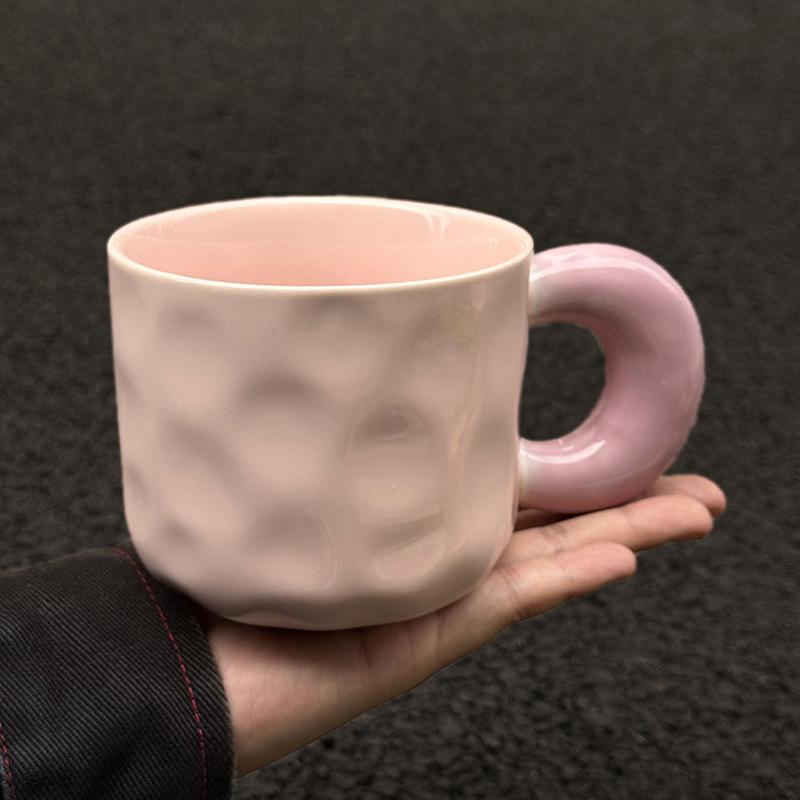 Fufu Contrasting Color Mug with Lid Spoon Birthday Gift for Girls Best Friend Practical Water Cup Ceramic Souvenir