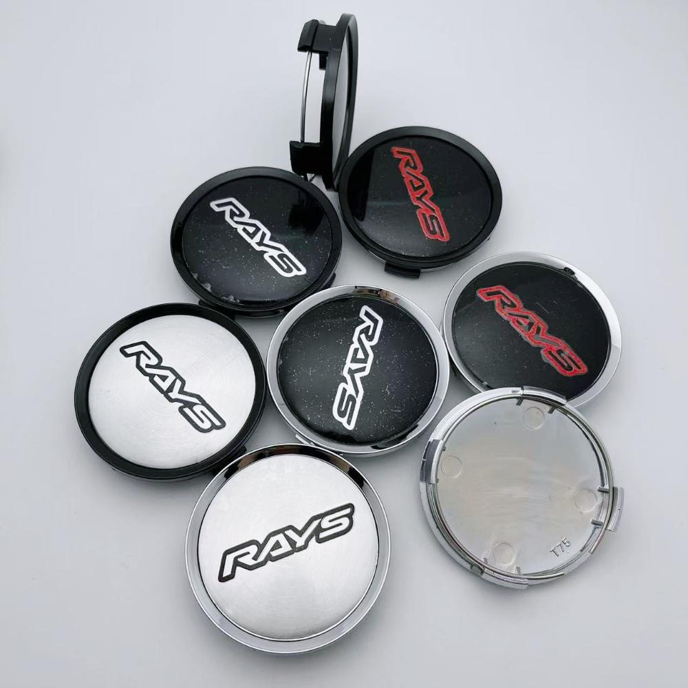 4pcs 74mm Car Wheel Center Caps With RAYS Logo Emblem Badge Wheel Rims Center Dust Cover Hub Hubcaps Replace Car Accessories