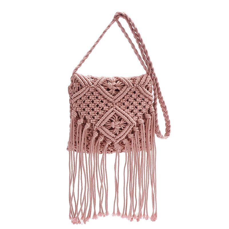 

Сумки ручной работы женские Sen Meng летние нишевые дизайнерские сумки через плечо с бахромой розовый