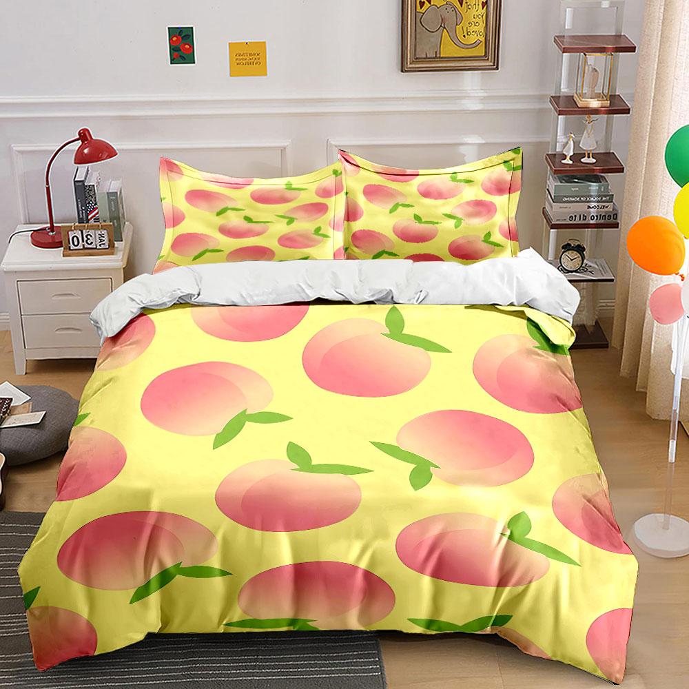 Peach Print Bedding Set Bedding Duvet Cover Set Duvet Cover Pillowcases (1 * Duvet Cover 2 * Pillowcases, without duvet insert)