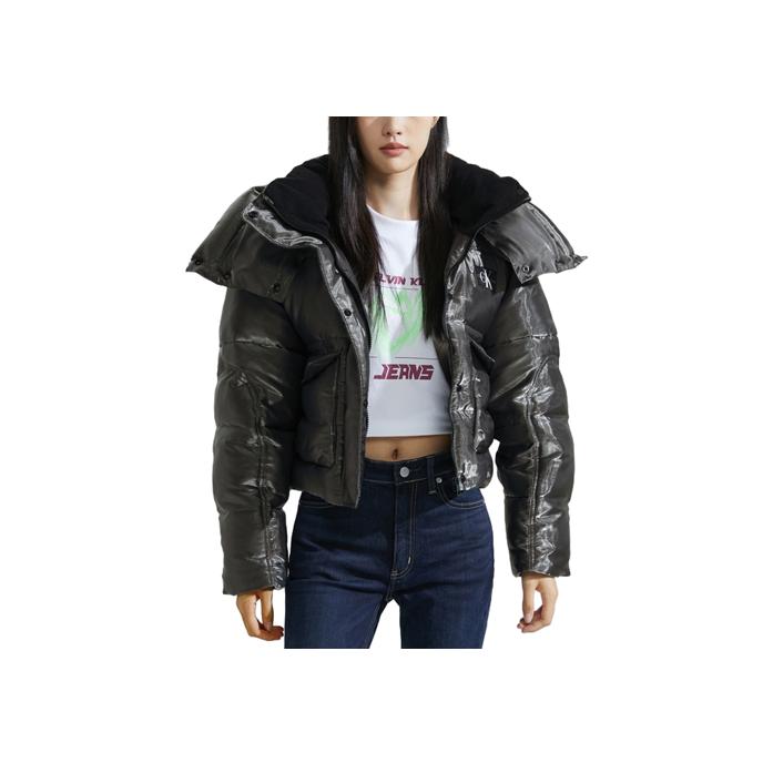 

Calvin Klein Хлопковая куртка с вышитым логотипом и капюшоном Женская верхняя одежда Пепельно-серый J221878-0GK S