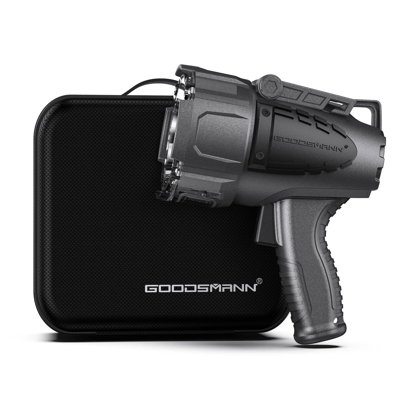 

GOODSMANN Spotlight 10000 Lumens Waterproof Rechargeable Marine Spotlight LED Spotlight for Hunting with EVA Carry Case 9903-C103-01A чорний