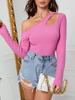 European & American Women's One-Shoulder Irregular Knit Slim Top