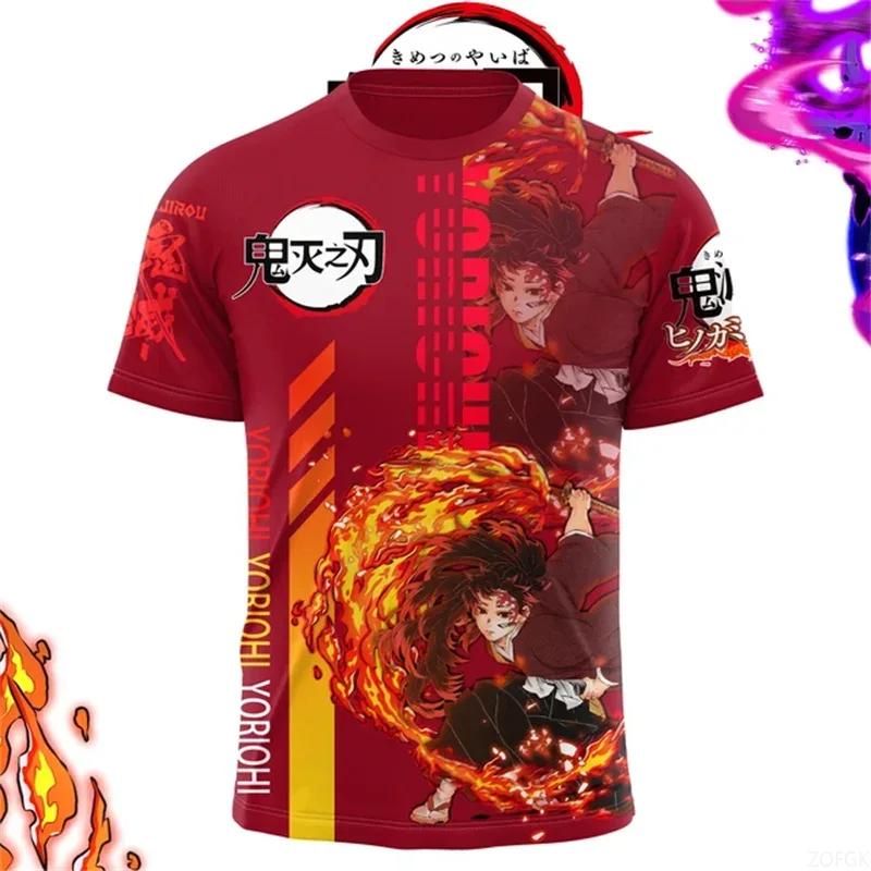 2024 Fashion Summer New 3D Cartoon Ghost Blade Anime Printed Short Sleeve Casual Loose Comfortable Round Neck T-shirt