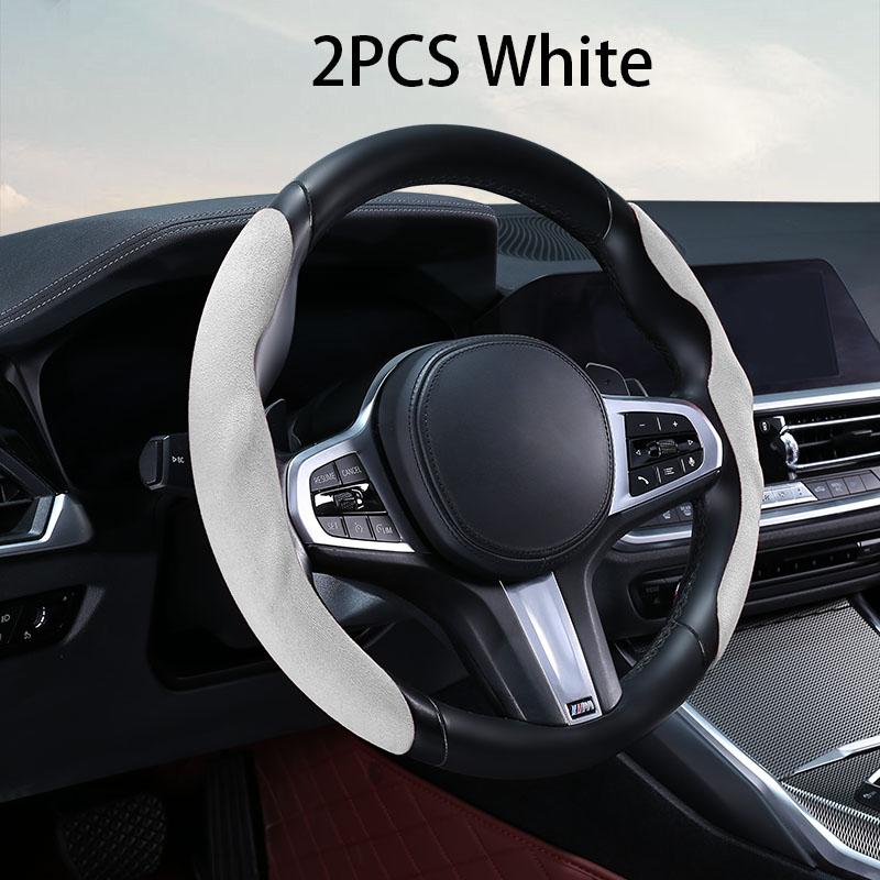 2PCS Short Mini Suede Steering Wheel Cover Anti Slip, Ultra Thin, Secure, Universal Steering Wheel Covers