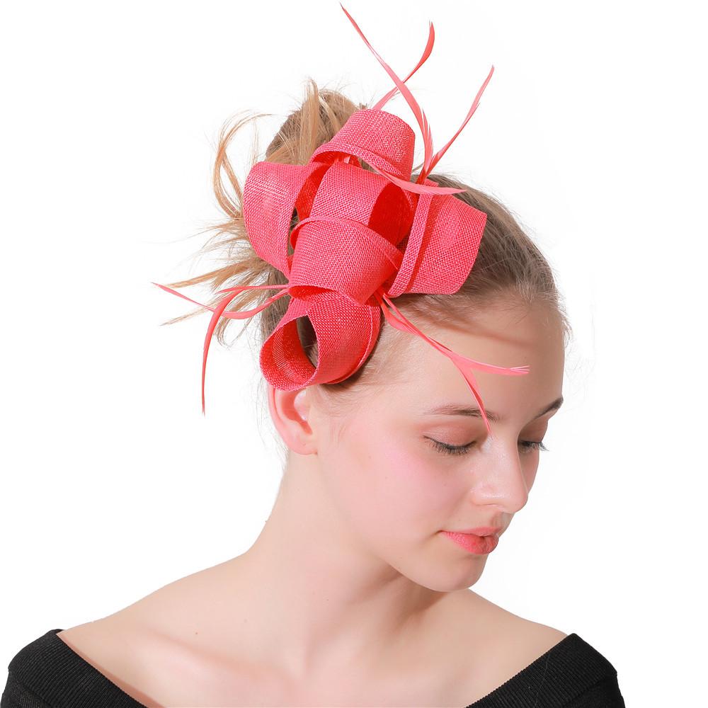 Wassermelonenrot Exquisites Schleifen-Stirnband Imitation Hanfgarn Kopfbedeckung Britische Haaraccessoires Society Ball Empfang