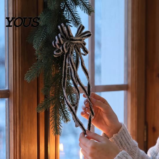 Hanging Bows for Christmas Trees 2 Pcs Velvet Bows, Shiny Bow Tree Decoration Holiday Gift Wrapping Wreath, Garland, Xmas Party, Wedding, Baby Shower,