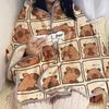 Flannel Cartoon Shawl Blanket Printing Sofa Blanket Creative Capybara Blanket  Home