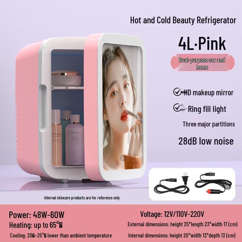 Portable 4L Mini Refrigerator for Skincare, Masks, and Drinks