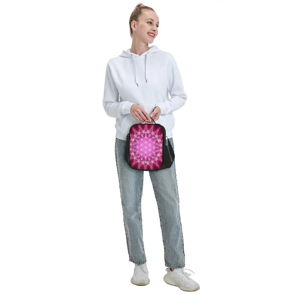 Flower Of Life Insulated Lunch Tote Bag for Women Sacred Geometry Mandala Resuable Thermal Cooler Food Bento Box School