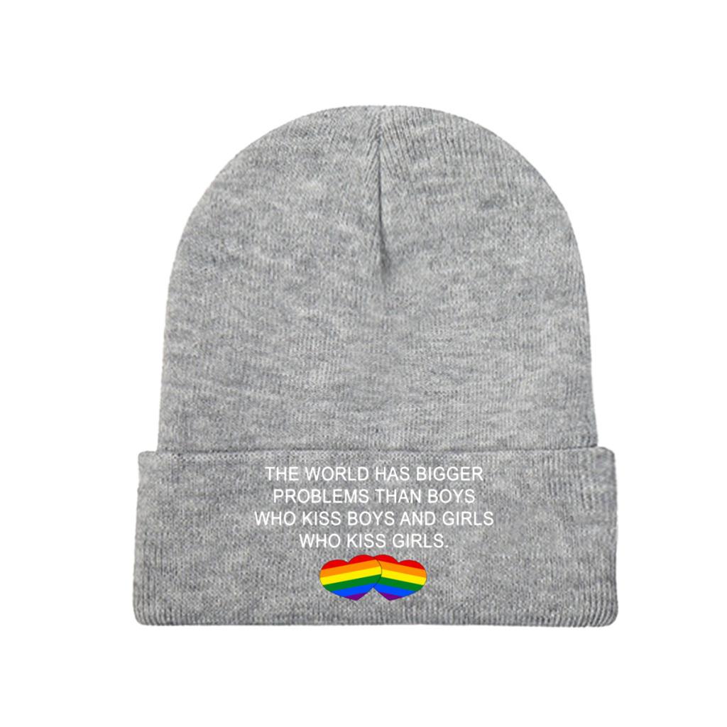Lgbt the World Has Bigger Problems Rainbow Heart_52519891 Strickmützen für Damen Unisex Skullies Beanies Wintermütze Hip Hop Caps