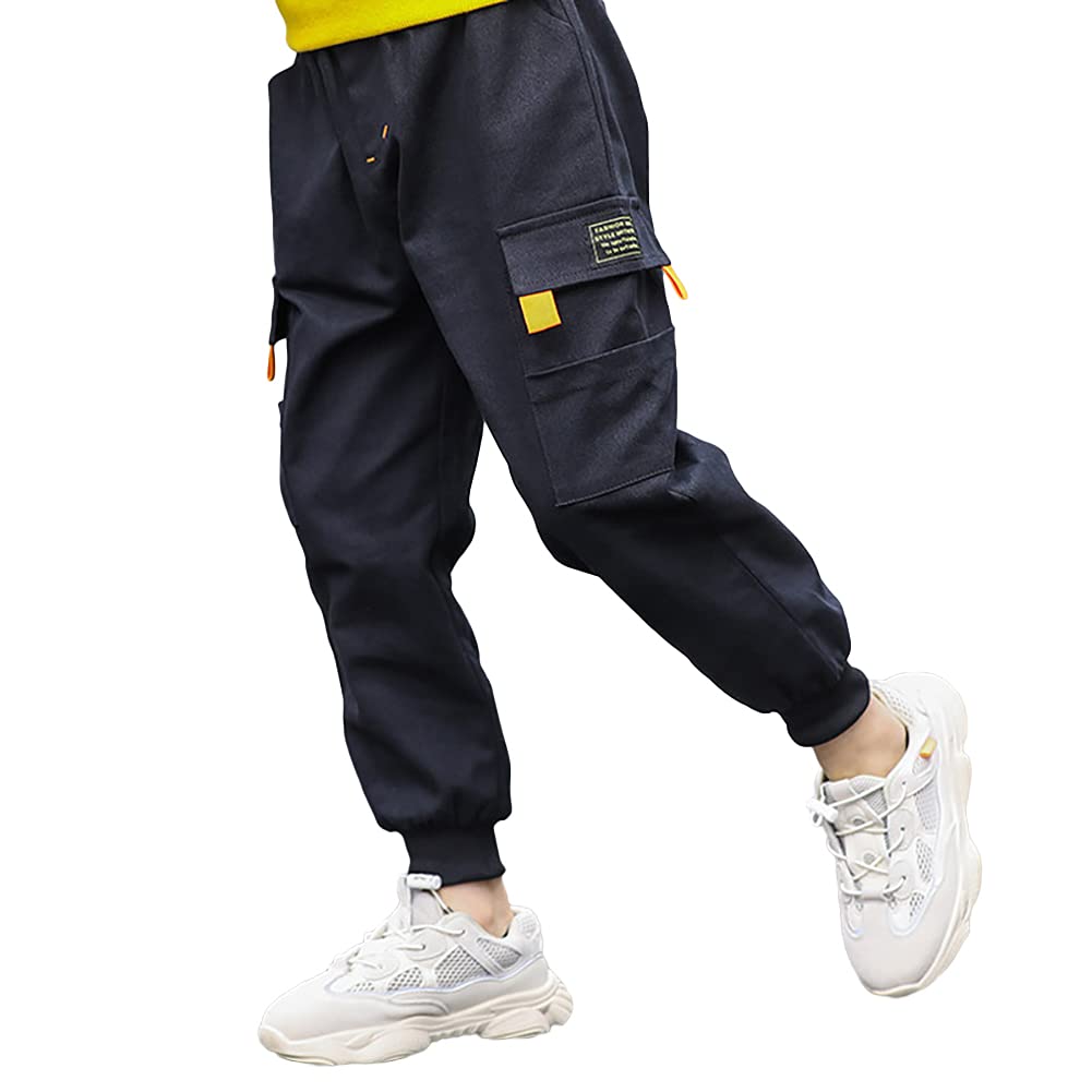 Rolanko Cargo Long Junior Solid Perfect for School or Everyday Size 150 Boys' Pants, Kids' Pants, Casual, Cotton, Wear, Black,