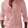 Herrenhemden Frühling/Sommerhemden Strandbekleidung Button-Down-Hemden Einfarbig Urlaubs-Casual Langarm mit Kragen
