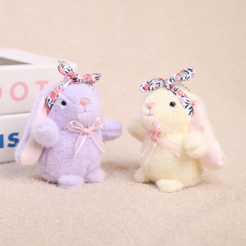 Easter Plush Bunny Headband Bow Pendant Backpack Hanging Ornament for Girls Kids Festival Gift