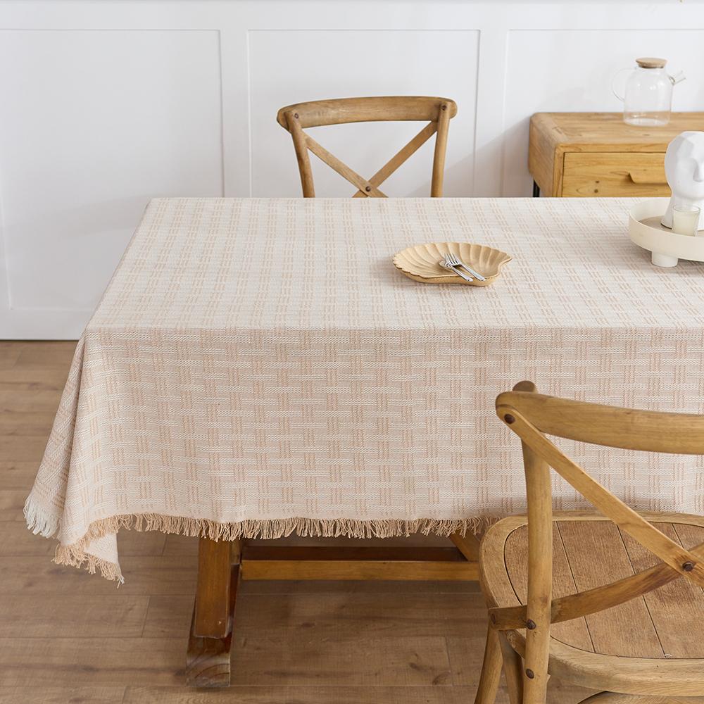 

Зеленая крестообразная текстура хлопчатобумажная льняная скатерть квадратная скатерть мешковина скатерти с кисточками для кухни обеда пикника свадьбы 90x150cm хаки