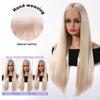 ALAN EATON Synthetic 13x6 Lace Wig Long Straight Red Platinum Wigs for Women Daily Party Cosplay Wedding High Density