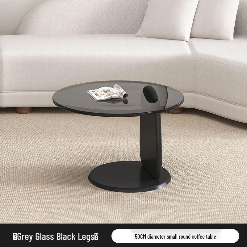 Nordic Minimalist Round Tempered Glass Coffee Table for Living Room - Elegant Light Luxury Italian Style for Small Apartments