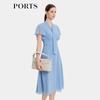 PORTS Women's Spring 2026 Sky Blue Tie-Neck Midi Dress
