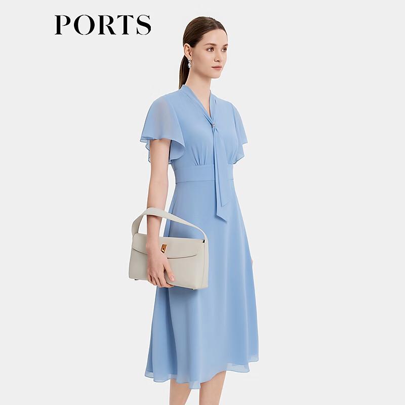 PORTS Women's Spring 2026 Sky Blue Tie-Neck Midi Dress